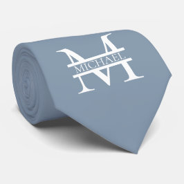 Gravata Monograma e nome personalizados Elegante azul empo