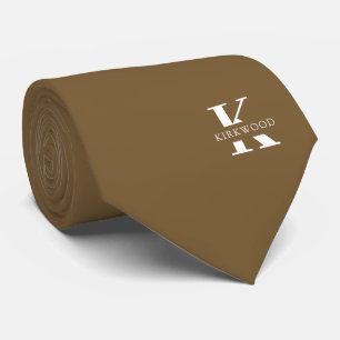Gravata Monograma Elegante De Amendoim Castanho + Nome Ún