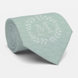 Gravata Monograma Elegante de Terra Botânica Verde Dusty S
