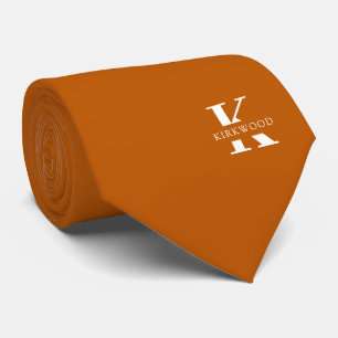 Gravata Monograma Elegante Laranja Ginger + Nome   Um lado