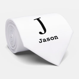 Gravata Monograma Elegante Nome inicial Branco personaliza