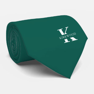 Gravata Monograma Elegante + Nome   Pine Verde   Um lado