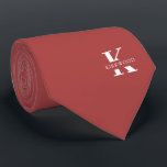 Gravata Monograma Elegante Rosa Rosewood   Nome |De um lad<br><div class="desc">Uma gravata elegante de um lado, com um monograma branco em negrito sobre um fundo rosa-do-pau-rosa. Por cima deste monograma, está o seu primeiro sobrenome, soletrado em todas as capitais. Se você preferir um nome mais ousado procure o dentro de nome pessoal da letra grande, você pode fazer o seguinte:...</div>