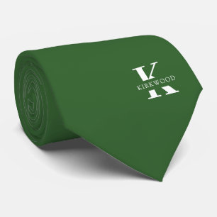 Gravata Monograma Elegante Verde Basil + Nome