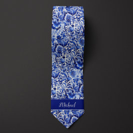 Gravata Monograma Floral Índigo