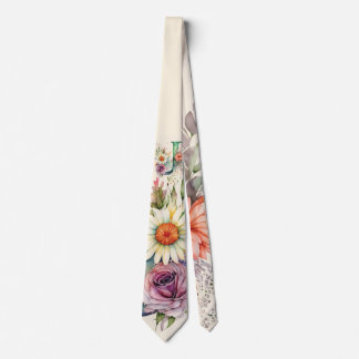 Gravata Monograma Floral "J" Aquarela Rosa Flores de Marga