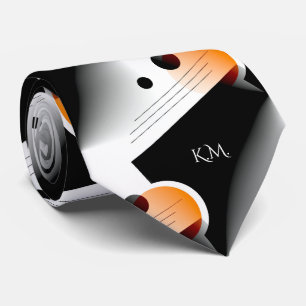 Gravata Monograma Geométrico Chic Laranja Moderno Flamboan