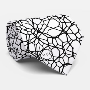 Gravata Monograma Geométrico em Branco Preto