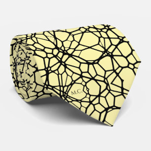 Gravata Monograma Geométrico Irregular Amarelo e Divertido