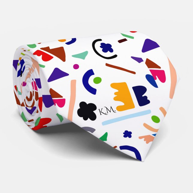 Gravata Monograma Geométrico Moderno de Reprodução Flamboy (Rolled)