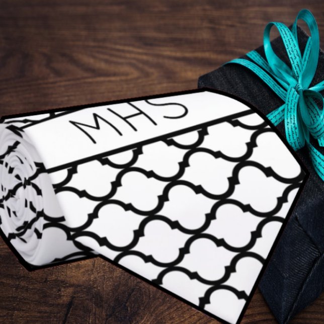 Gravata Monograma Geométrico Quatrefoil Personalizado, Pre (Criador carregado)