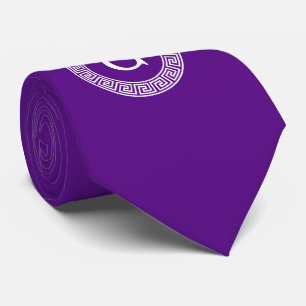 Gravata Monograma Inicial do Quadro-Chave Grego - Purple W