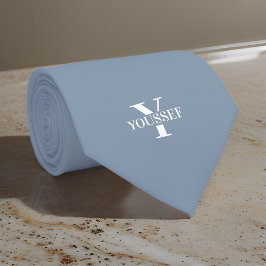 Gravata Monograma Minimalista Azul Dusty