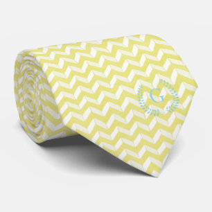 Gravata Monograma Personalizado Chevron Amarelo Chic Paste