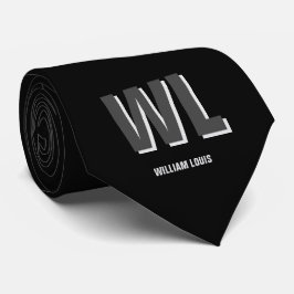 Gravata Monograma personalizado de Cinza e preto minimalis