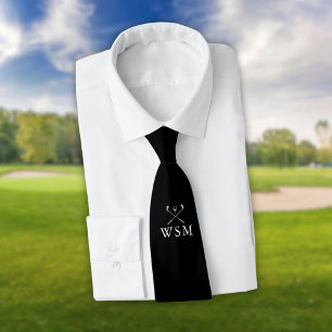 Gravata Monograma Personalizado, Pistas de Golfe Pretos E