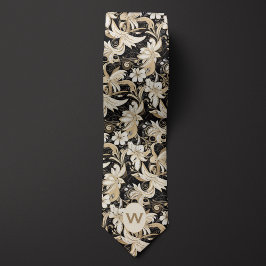 Gravata Monograma Preto, Branco e Taupe