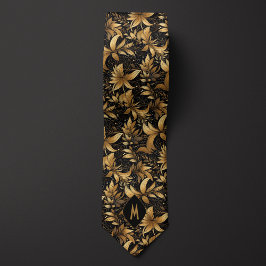 Gravata Monograma preto e Dourado