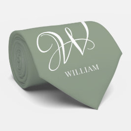 Gravata Monograma Verde Personalizado Elegante Inicial