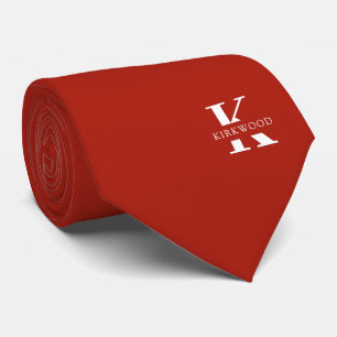 Gravata Monograma Vermelho Apple Elegante + Nome   Um lado