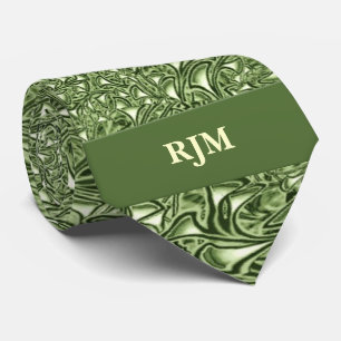 Gravata Monogrammed de Paisley do verde prudente