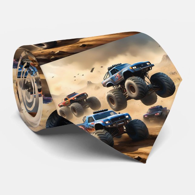Gravata Monster Trucks Correndo No Deserto, (Rolled)