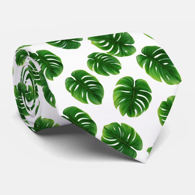 Gravata Monstera Leaf Tropical Pattern (Rolled)