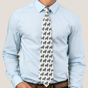 Gravata Morkie Dog Silhouette Yellow & Blue White Tie