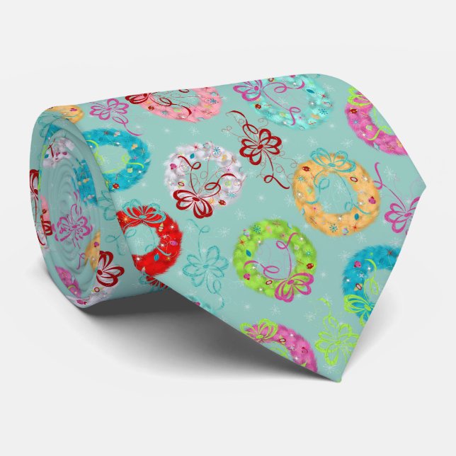 Gravata Mortes por Retro - Natal Teal (Rolled)