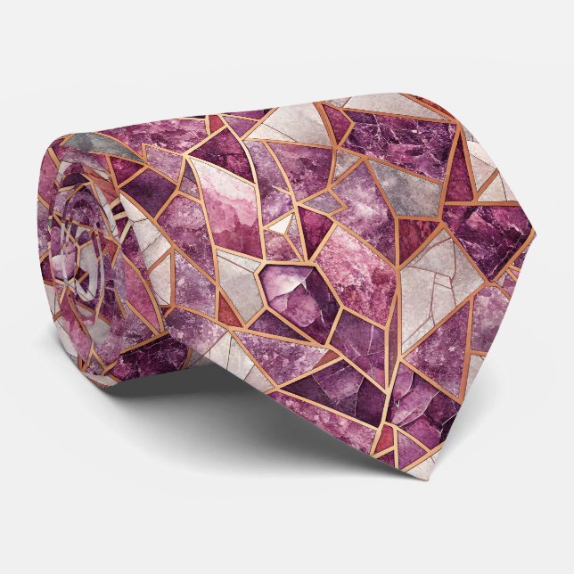Gravata Mosaico de Ámora – Vidro Rachado - Roxo (Rolled)