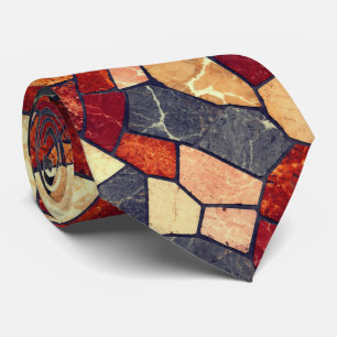 Gravata Mosaico de Pedra de Mármore de Carvão e Terracota
