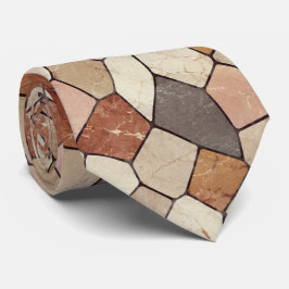 Gravata Mosaico de Pedra Terracota Terrosa e Cinza Ardósia