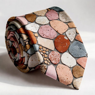 Gravata Mosaico de Seixos de Pedra de Rio Natural e Mármor