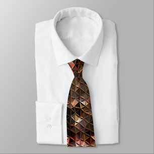 Gravata Mosaico triangular castanho com alivio leve