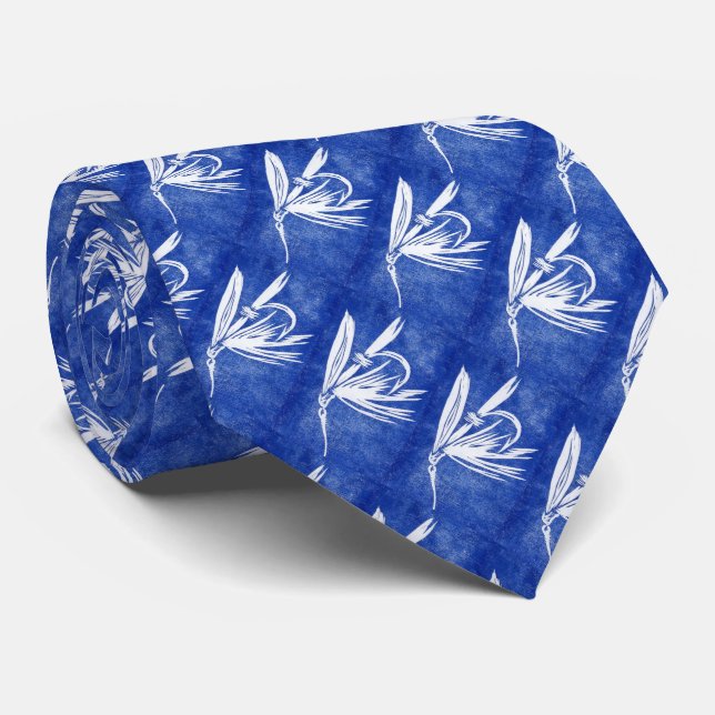 Gravata "Mosca Molhada Azul" (Rolled)