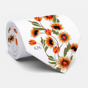 Gravata Motif Folk Escandinavo Floral Arte Tradicional