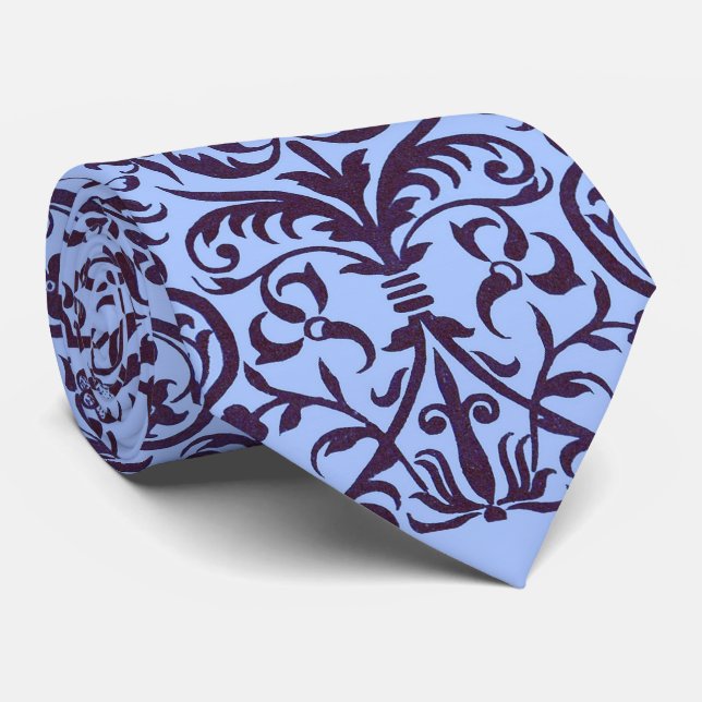 Gravata Motif vitoriano em azul (Rolled)