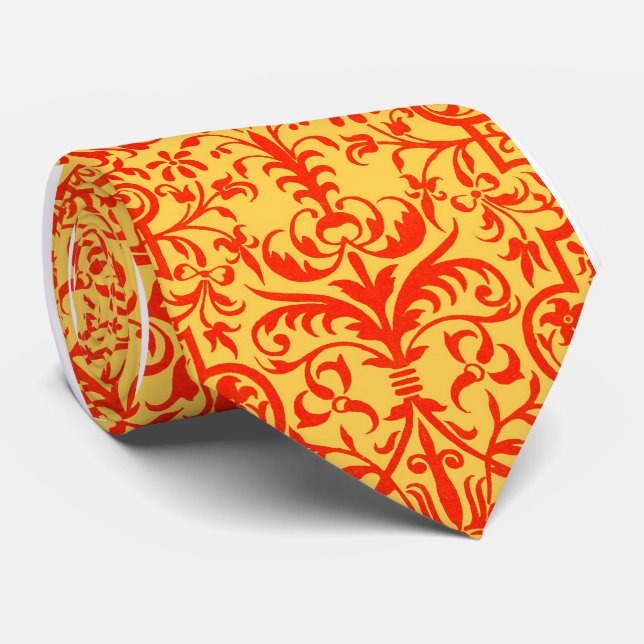 Gravata Motif vitoriano em laranja (Rolled)