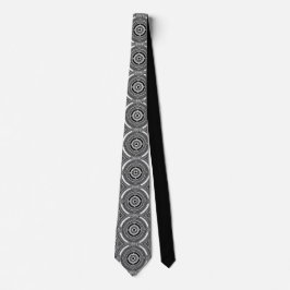 Gravata Motivo de Medalhão Preto e Branco
