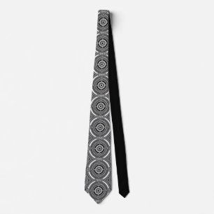 Gravata Motivo de Medalhão Preto e Branco