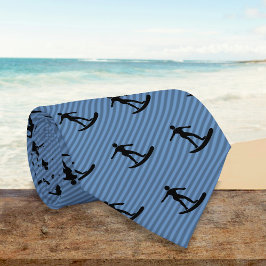 Gravata Motivo do surfista - cara na prancha no azul