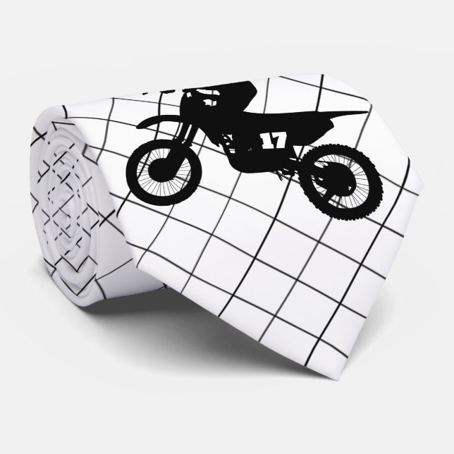 Gravata Motocross Racing em Black Check Necktie (Rolled)