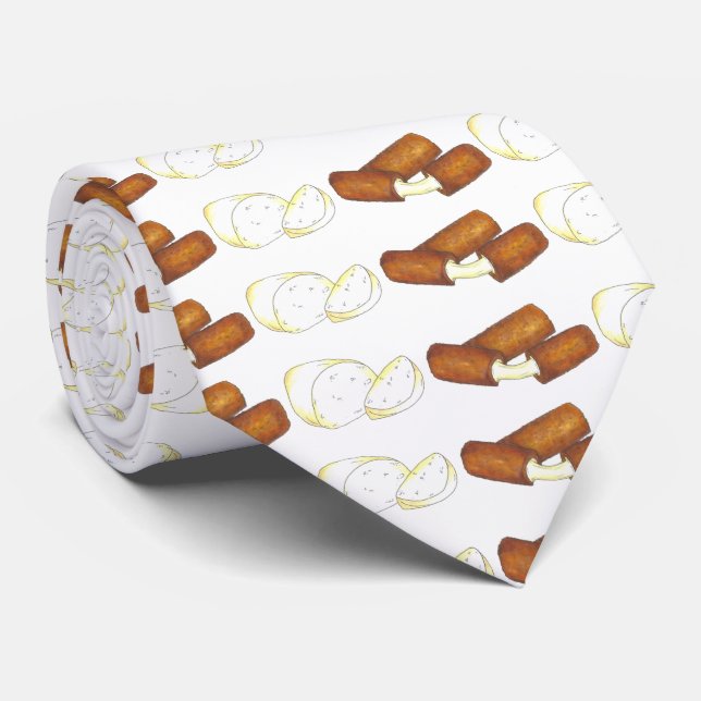 Gravata Mozzarella Queijos Pintados Foodie Tie Comida (Rolled)