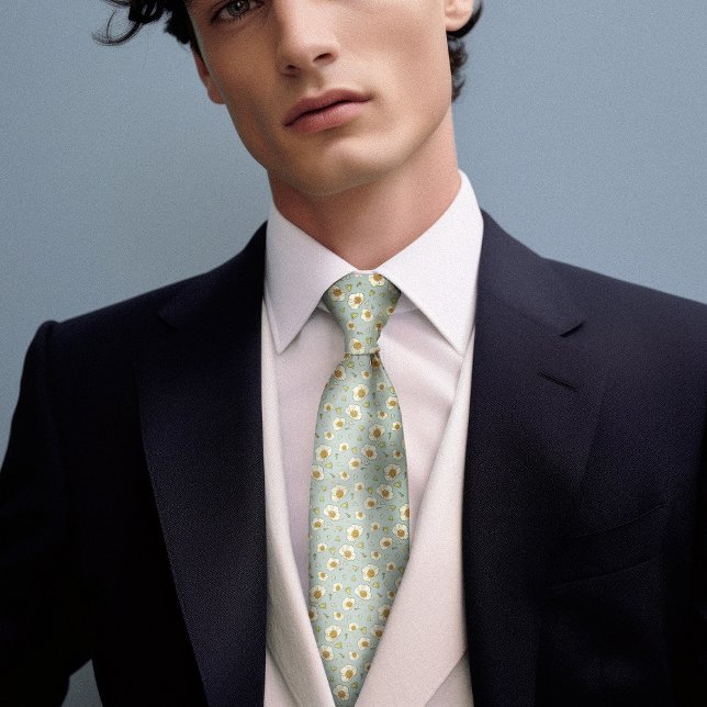 Gravata Mucha Water Lily Silk Art Nouveau Floral Men (Criador carregado)