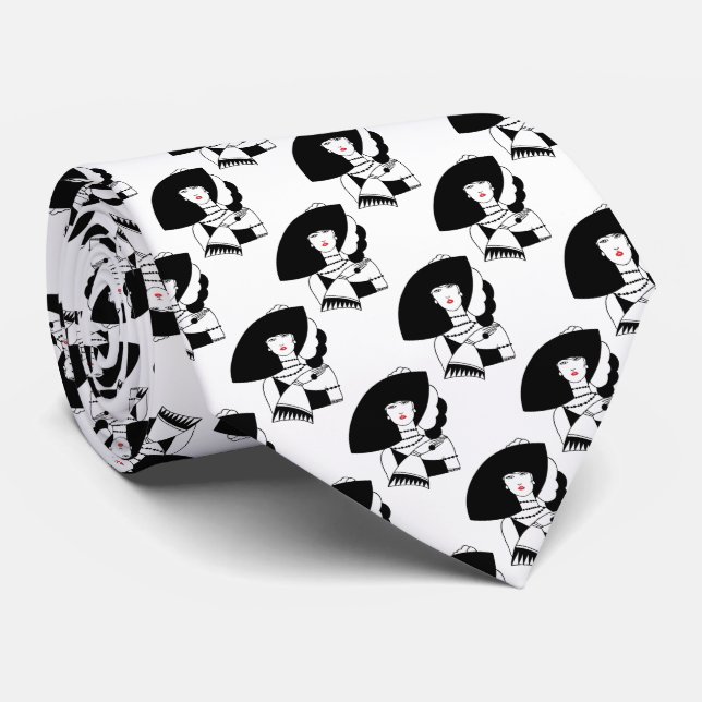 Gravata Mulher Art Déco de Grande Chapéu Luvas RL (Rolled)