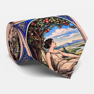 Gravata Mulher Art Nouveau Vintage Lendo Debaixo da Árvore