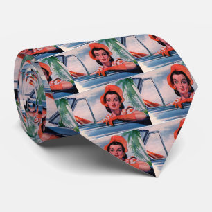 Gravata mulher bonita dos anos 40 no carro