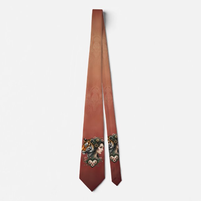 Gravata Mundo floral magnético steampunk (Frente)