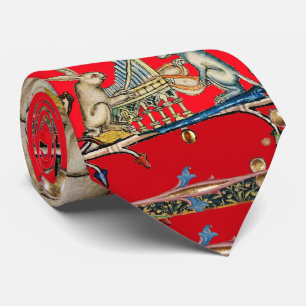 Gravata MÚSICA DE FAZER BESTIAL MEDIEVAL,Coelho,Vermelho 