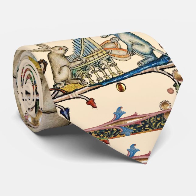 Gravata MÚSICA MÉDIA DE FAZER ESTRANHA, Rabbit, Cão (Rolled)